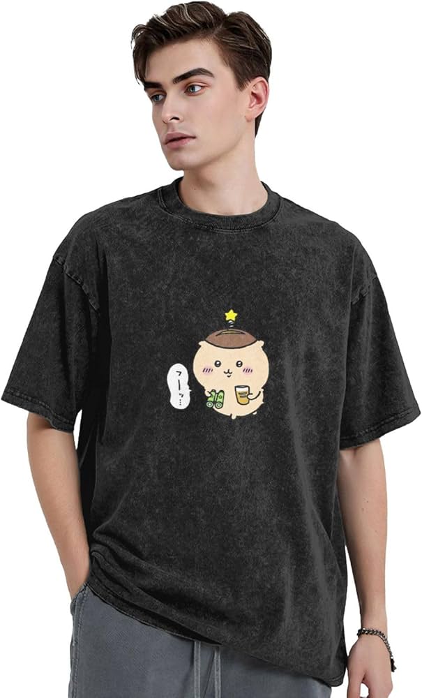 くりまんじゅうTシャツ ちいかわパーク リンガーTシャツ くりまんじゅう ブラック